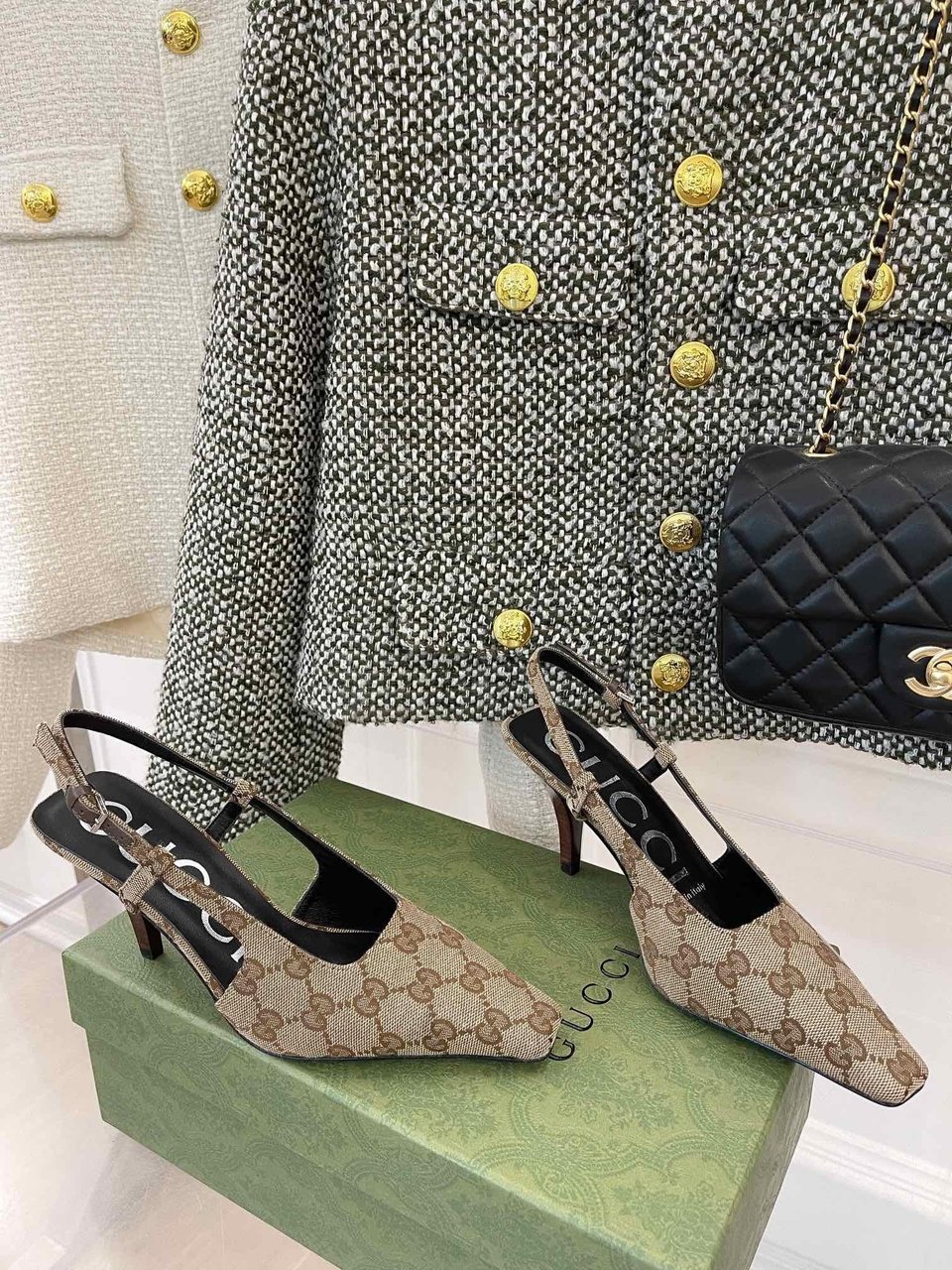 Gucci Women?S Gg Slingback Pump Beige ?675420 Ky980 9763 view 7