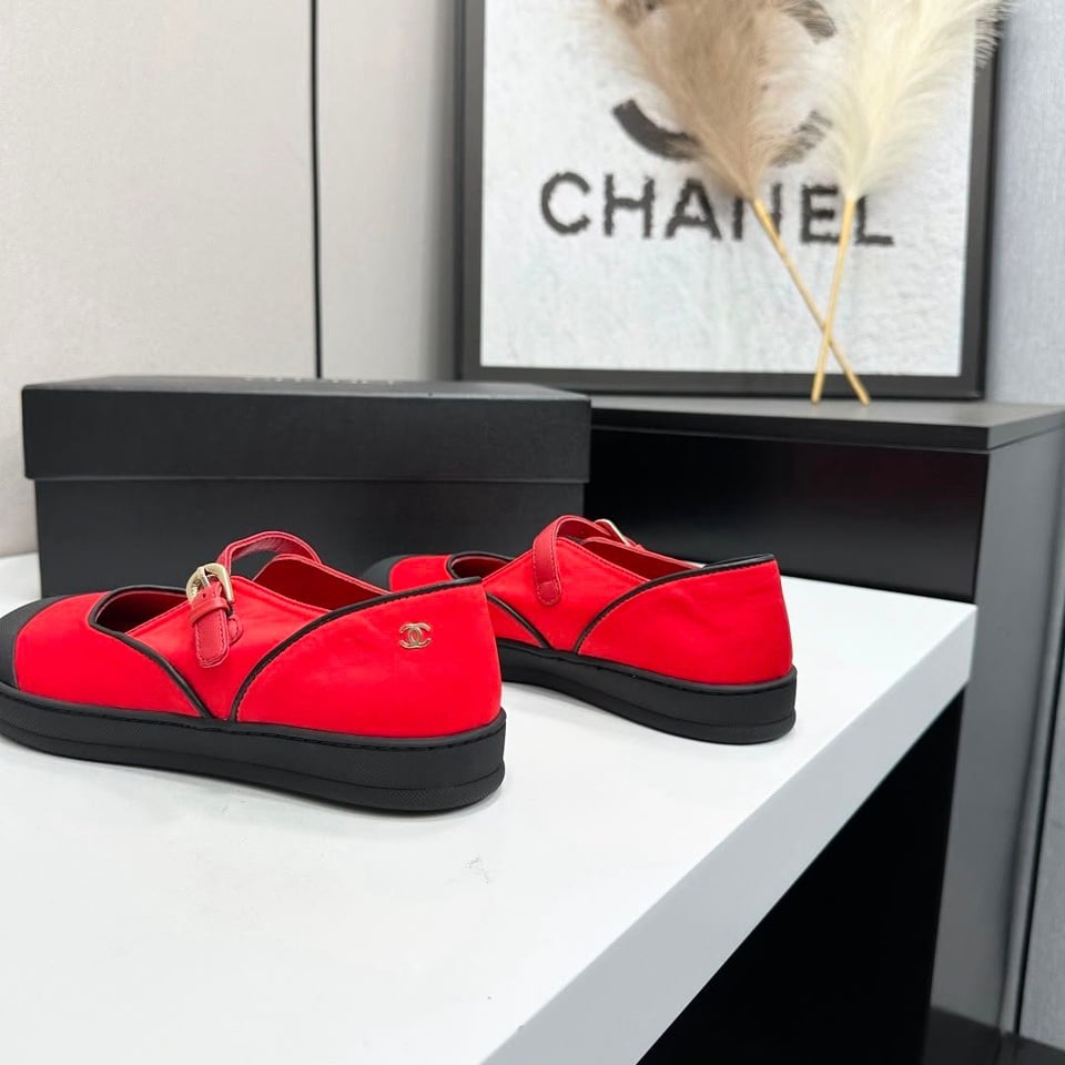 Chanel Mary Janes Fibres Mélangées &amp; Gomme Rouge &amp; Noir G47139 view 10