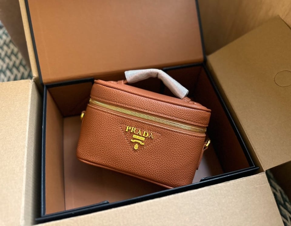 Prada Leather Mini Bag Brown 20Cm view 3