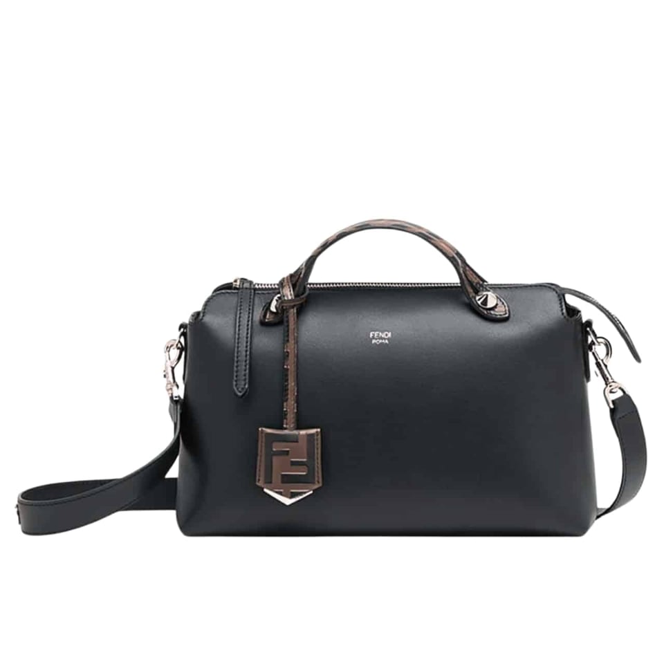 Fendi Women By The Way Regular Leather Boston Bag Black 28Cm