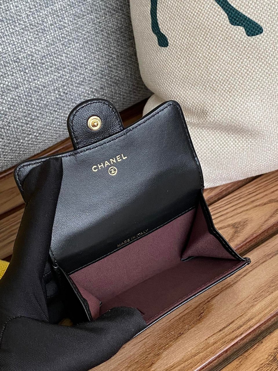 Chanel Small Wallet 11Cm Black Lambskin Gold Hardware view 4