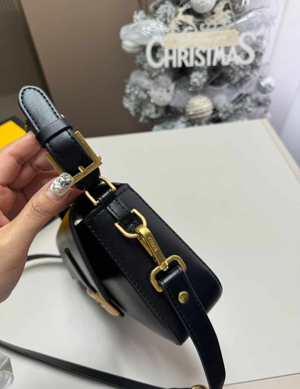 Fendi Baguette Bag Black Leather 25Cm/ 9.8 in view 6