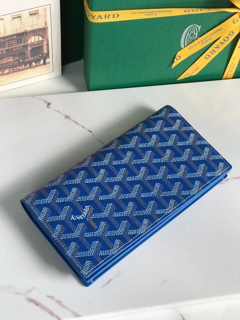Goyard Richelieu Wallet 19 Cm Sapphire Blue Goyardine Canvas view 7