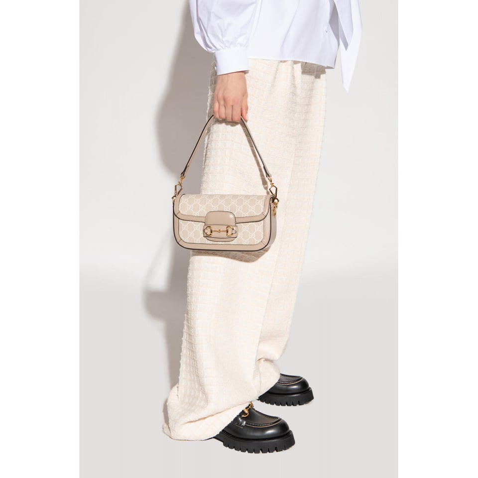 Gucci Horsebit 1955 GG Supreme Canvas Should Bag Oatmeal view 3