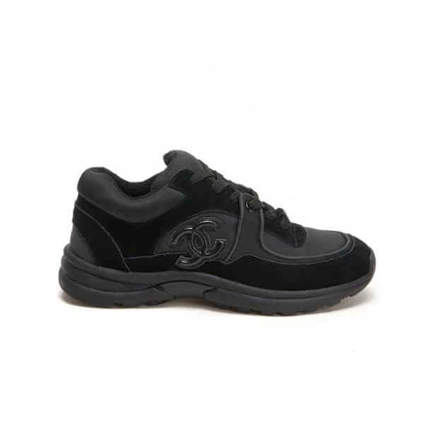 Chanel Suede Reflective Sneakers Black view 2