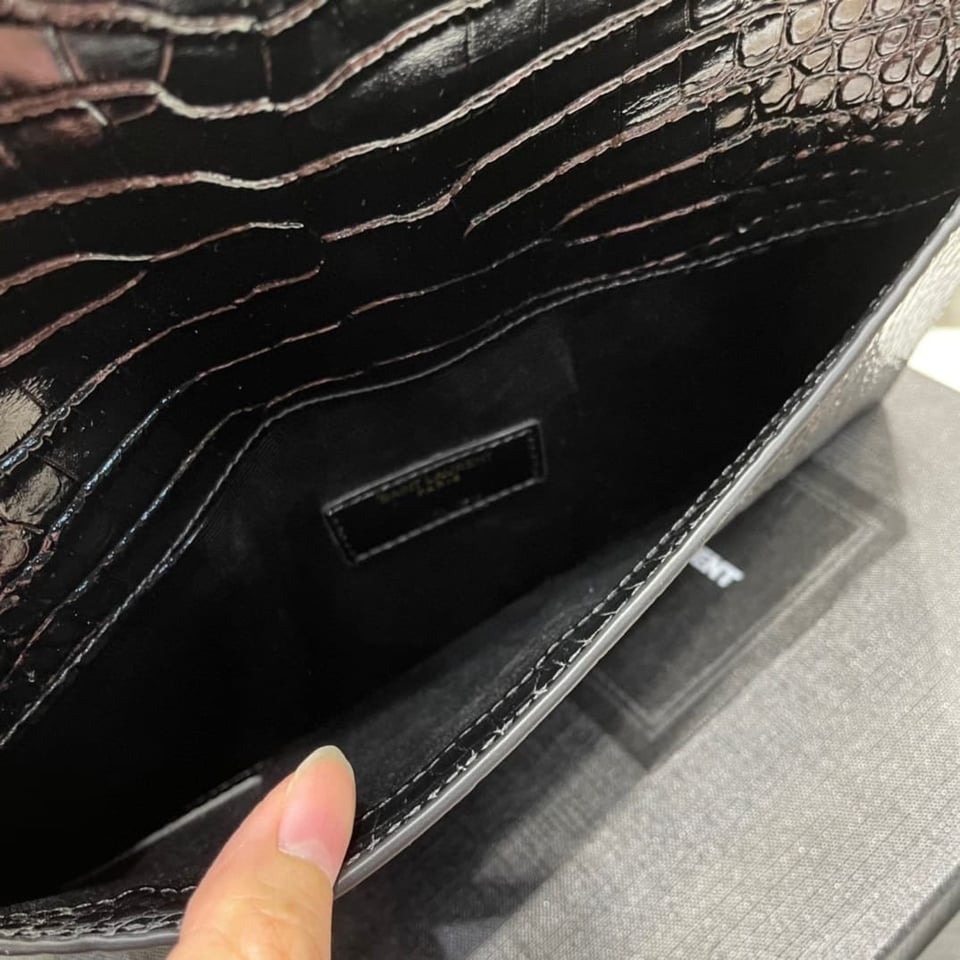 Saint Laurent Uptown Pouch In Crocodile Embossed Shiny Leather view 7