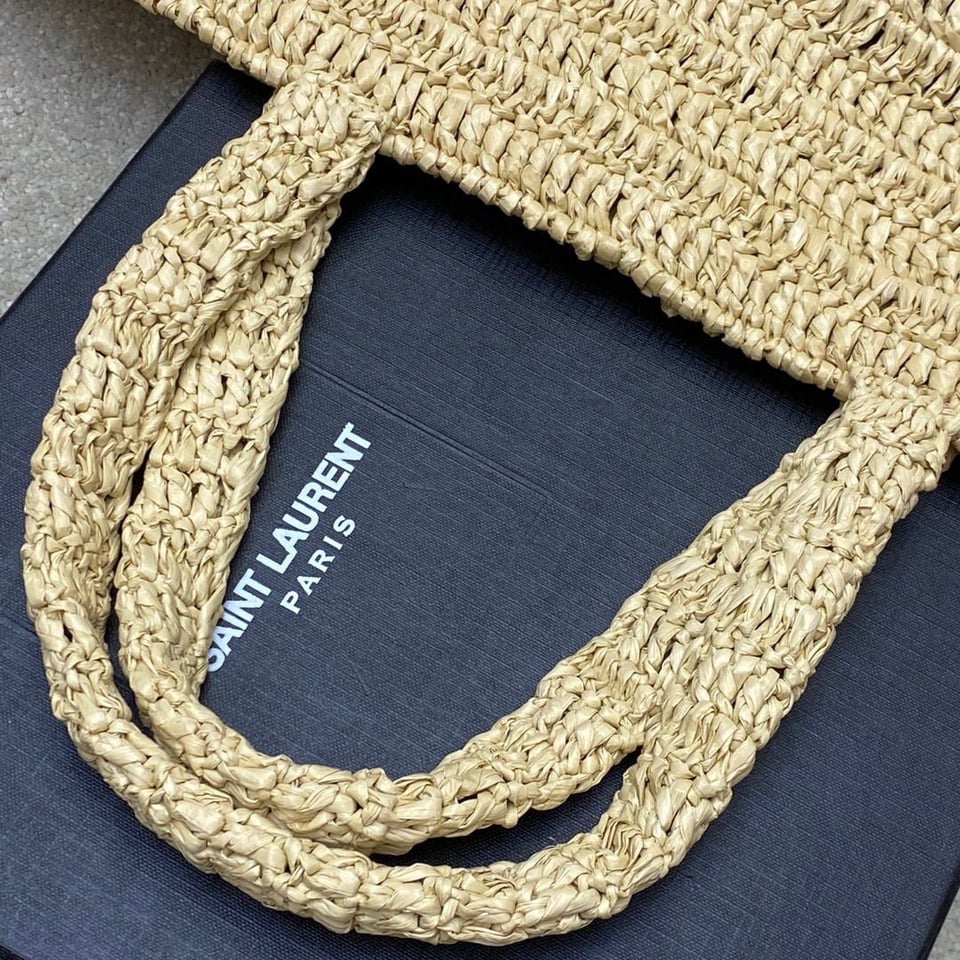 Saint Laurent Rive Gauche Supple Tote Bag In Raffia Crochet 38Cm view 7