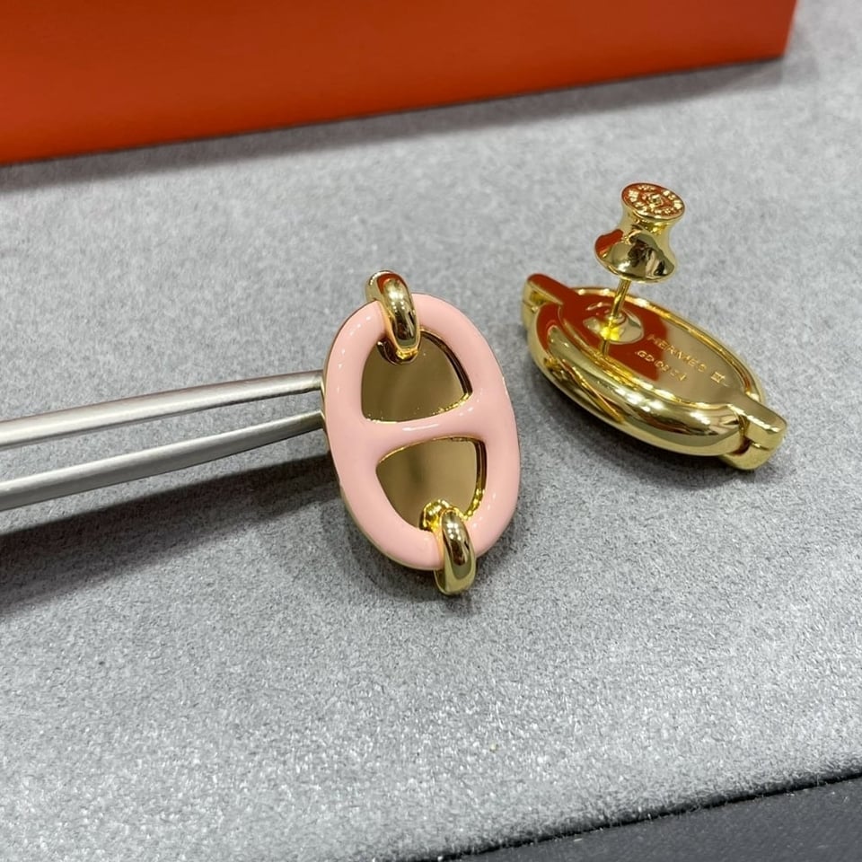 Hermes Mini Maillon Earrings Light Pink view 5