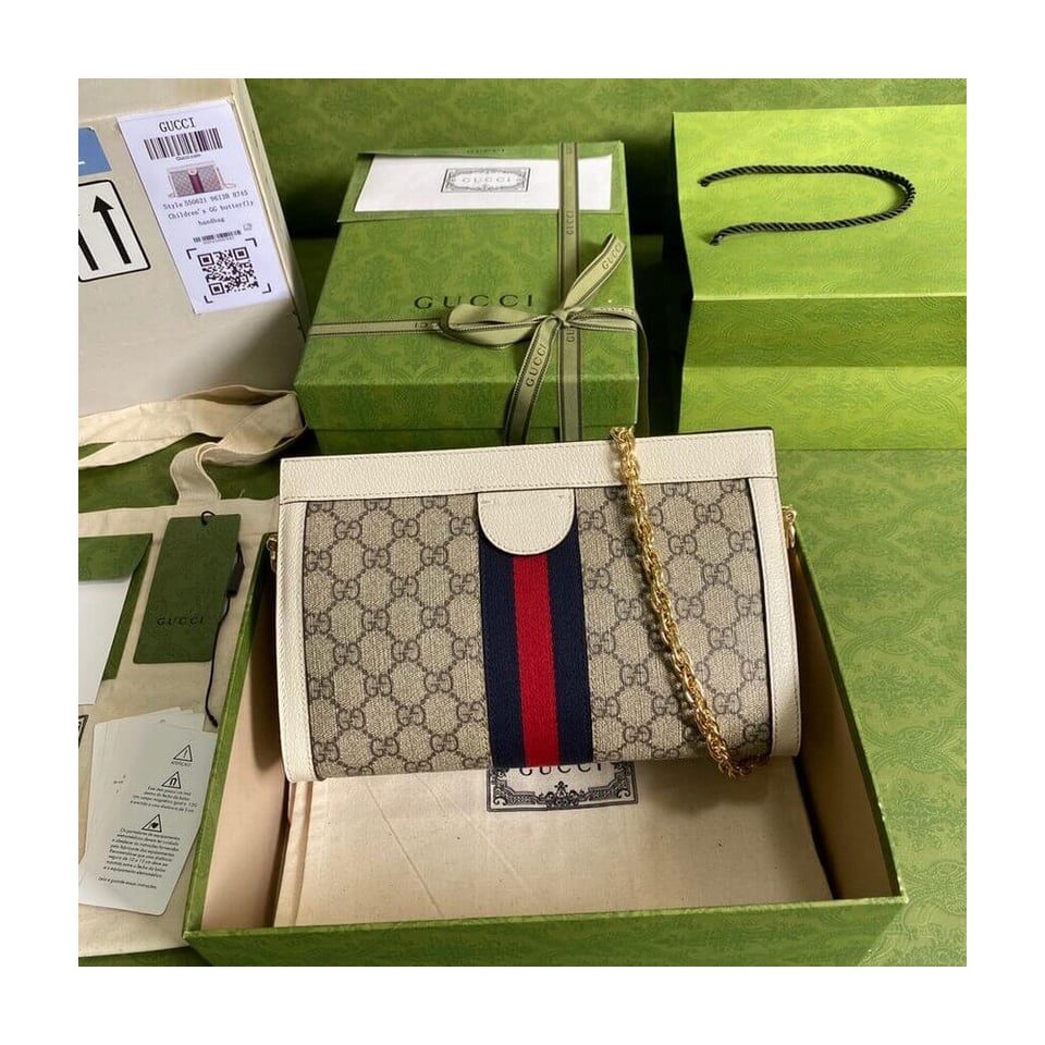 Gucci Ophidia GG Small Shoulder Bag White view 3