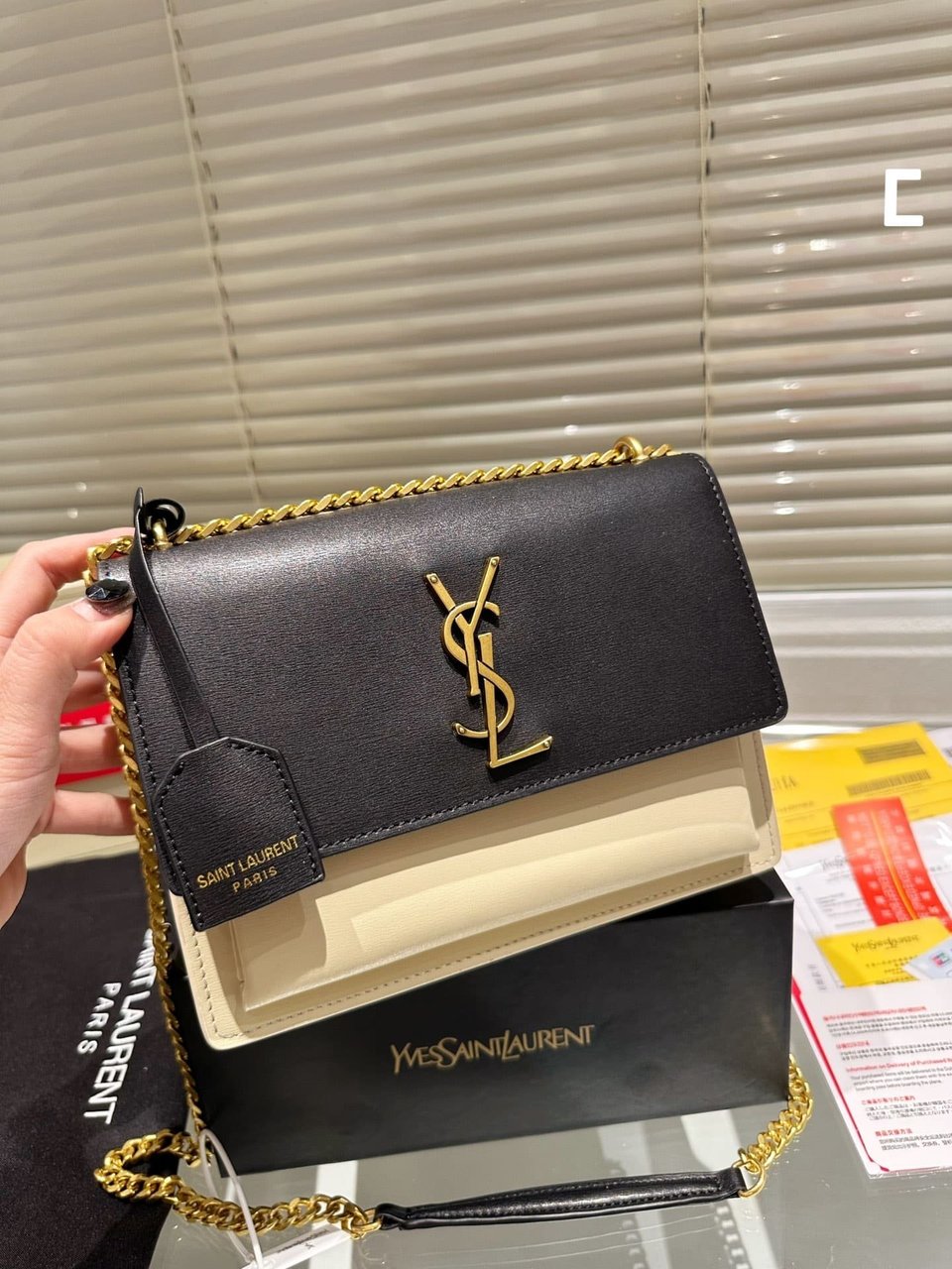 Saint Laurent Sunset Medium Chain Bag In Smooth Leather view 6