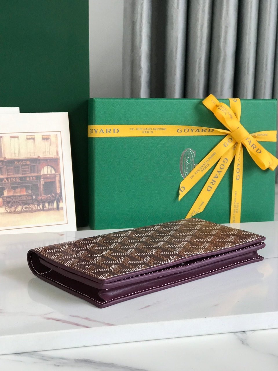 Goyard Richelieu Wallet 19 Cm Wine Red Goyardine Canvas view 5