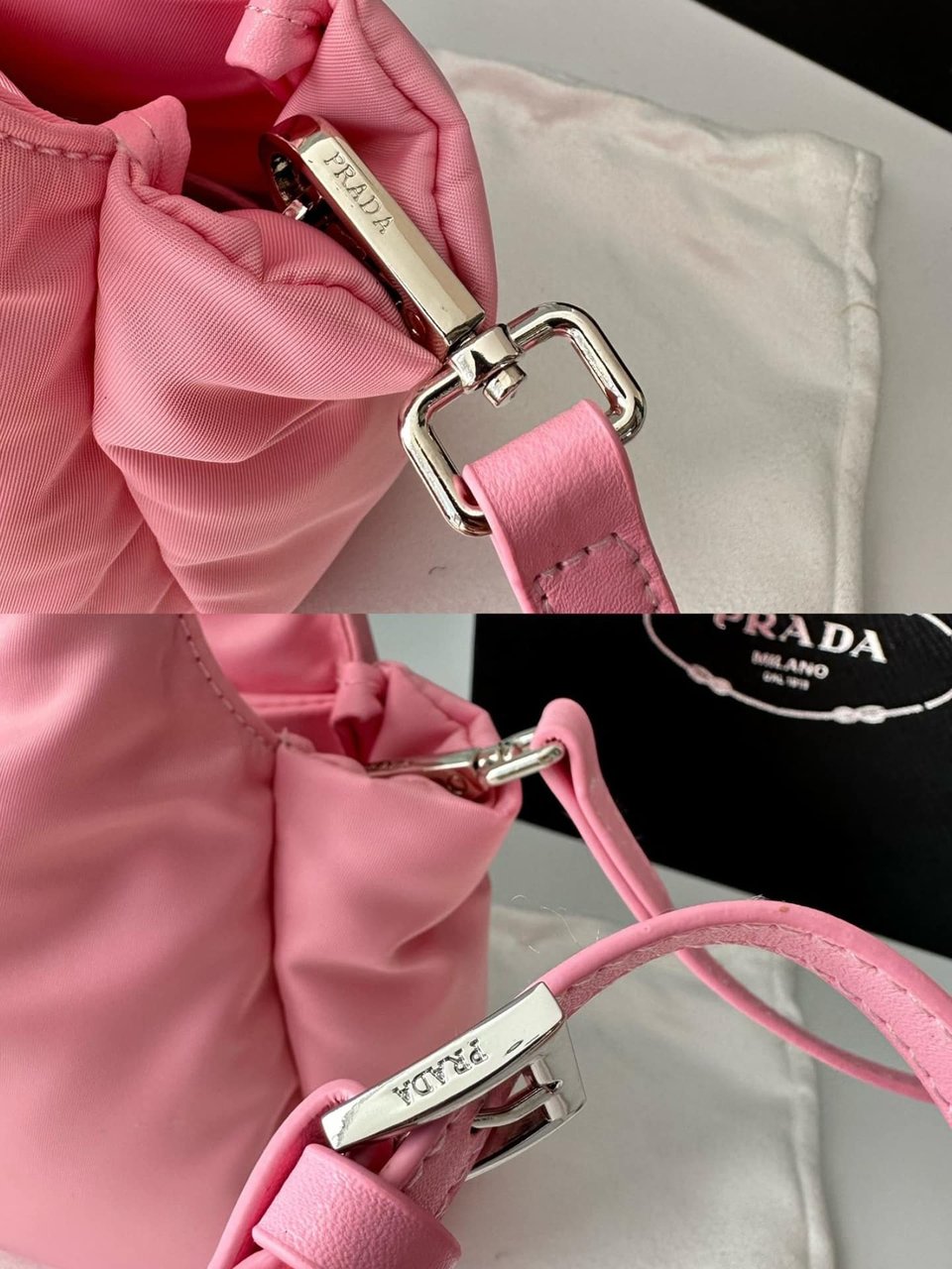 Prada Padded Soft Leather Bag Geranium Pink 19Cm view 3