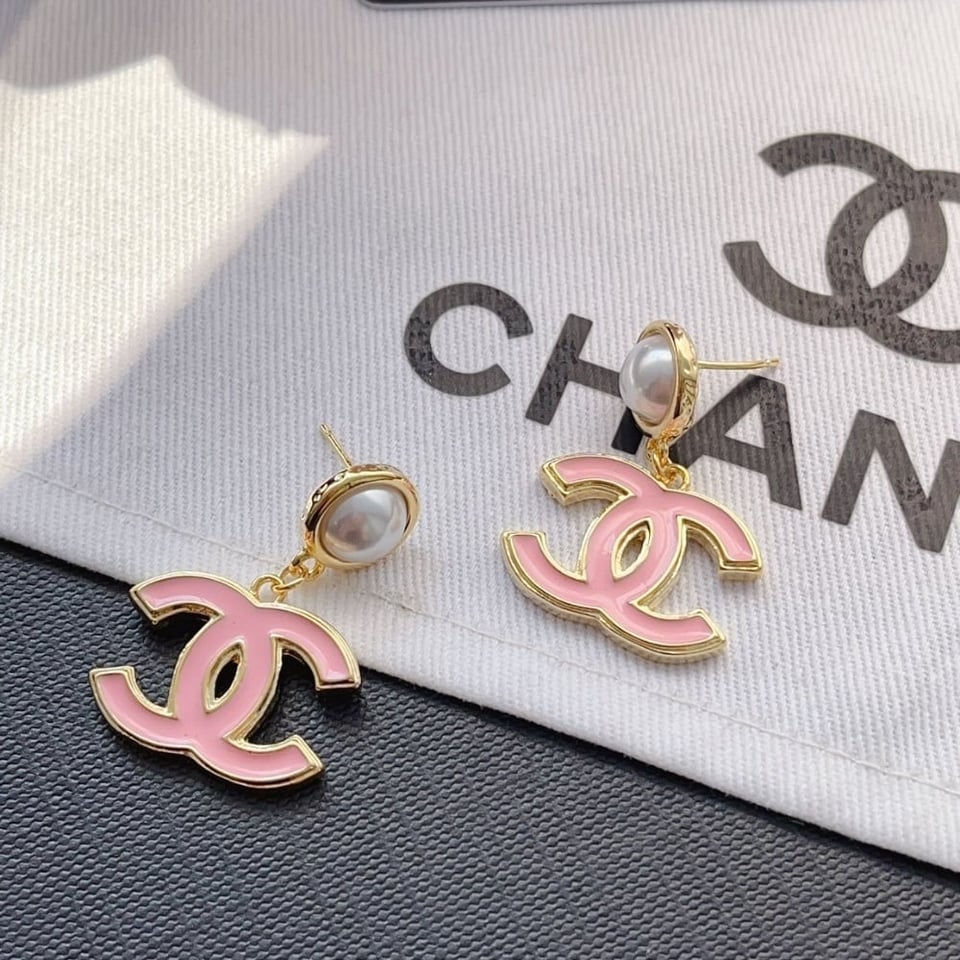 Chanel Pendant Earrings Pearly White And Pink Abf397 B19975 Naftt view 3