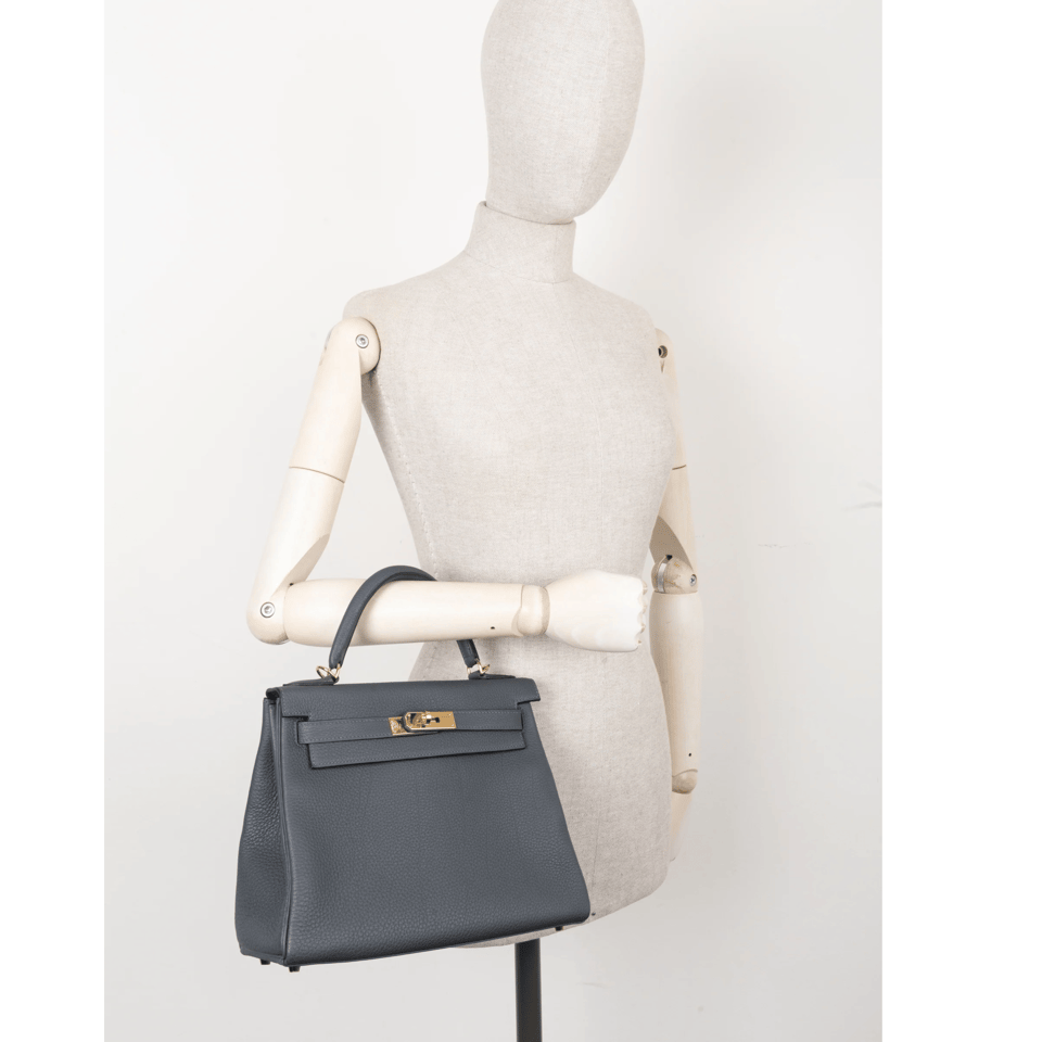 Hermes Kelly 28 Bag In Gray Togo Leather For Women 28cm/11in view 6