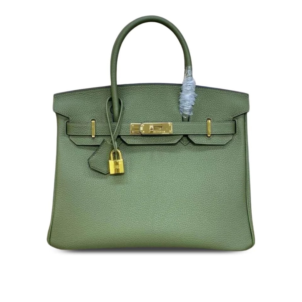 Hermes Birkin 30 Bag Vert Foret Gold Hardware Togo Leather view 2