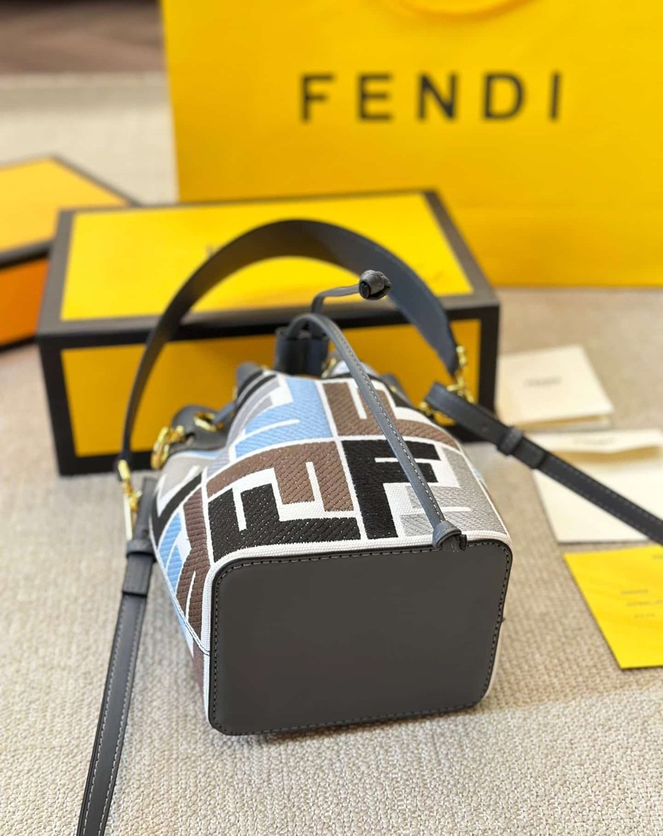 Fendi Mon Tresor Multicolor Canvas Mini Bag With Ff Embroidery 22Cm 8Bs010Arc3F1Opk view 10