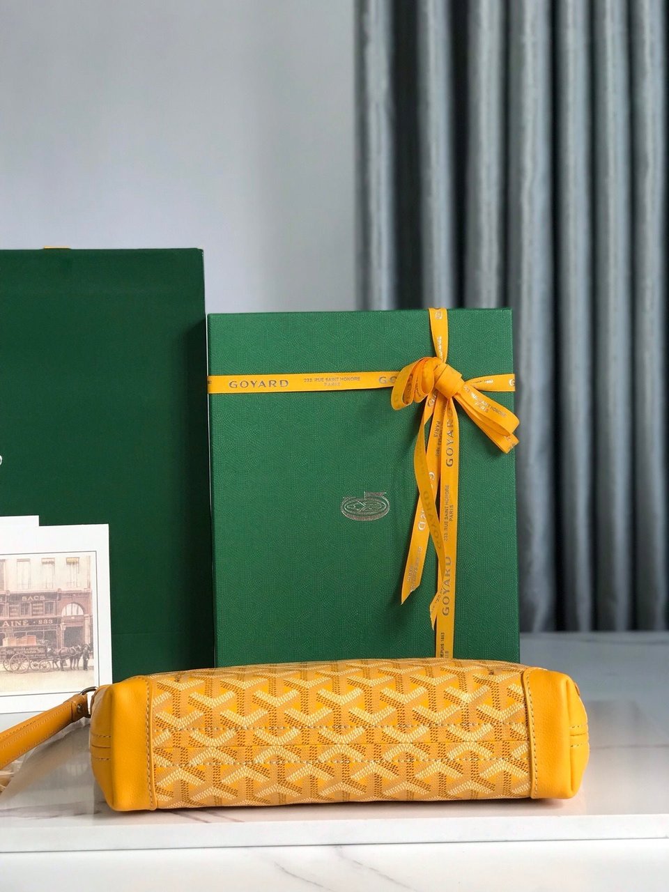 Goyard Conti Pouch 24 Cm Yellow Lambskin And Goyardine Canvas view 4
