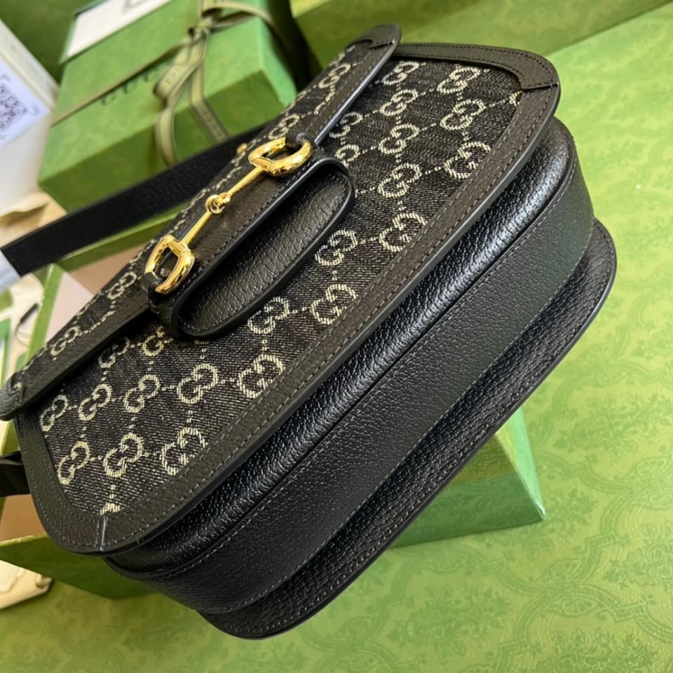 Gucci Horsebit 1955 Denim Shoulder Bag Black view 8