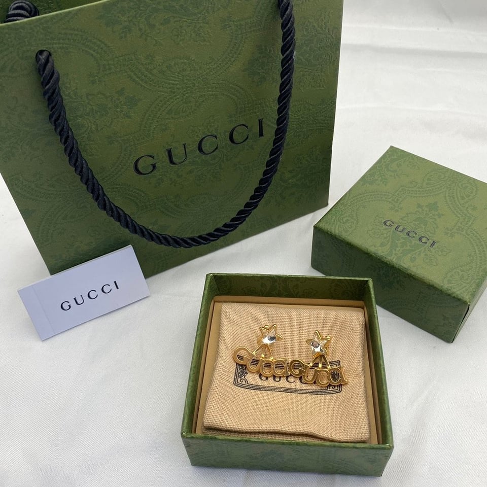Gucci Crystal Star Gold Earrings 679076 J1D50 8031 view 4
