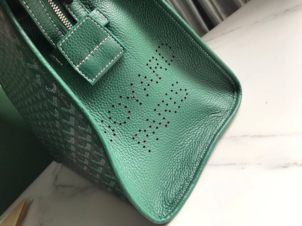 Goyard Hardy Pm Bag 40 Cm Green Goyardine Canvas And Taurillon Leather Trim view 3