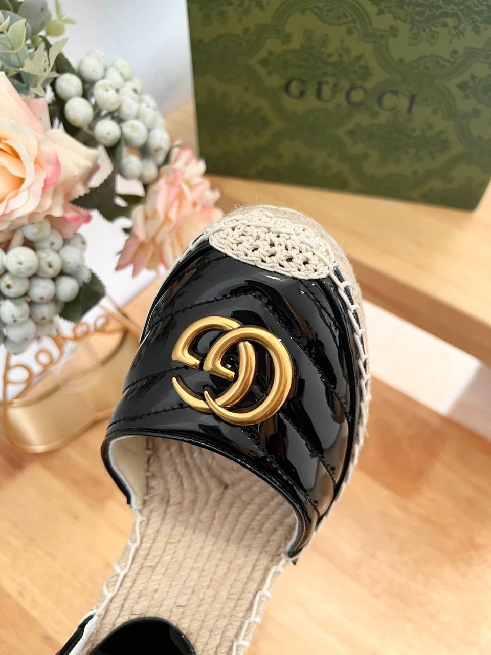Gucci Leather Platform Espadrille Black 573023 Btmo0 1000 view 4