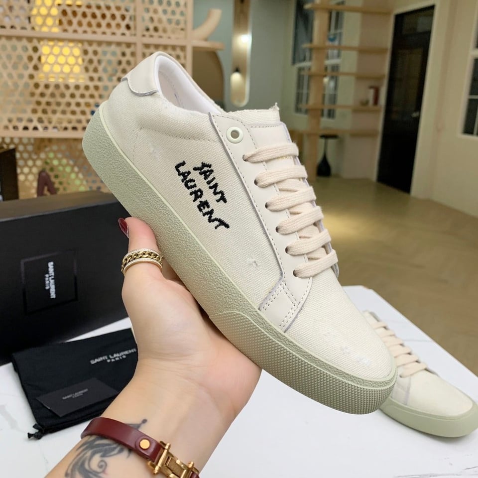 Saint Laurent Court Classic Embroidered Sneakers White 610648Gup109113 view 8