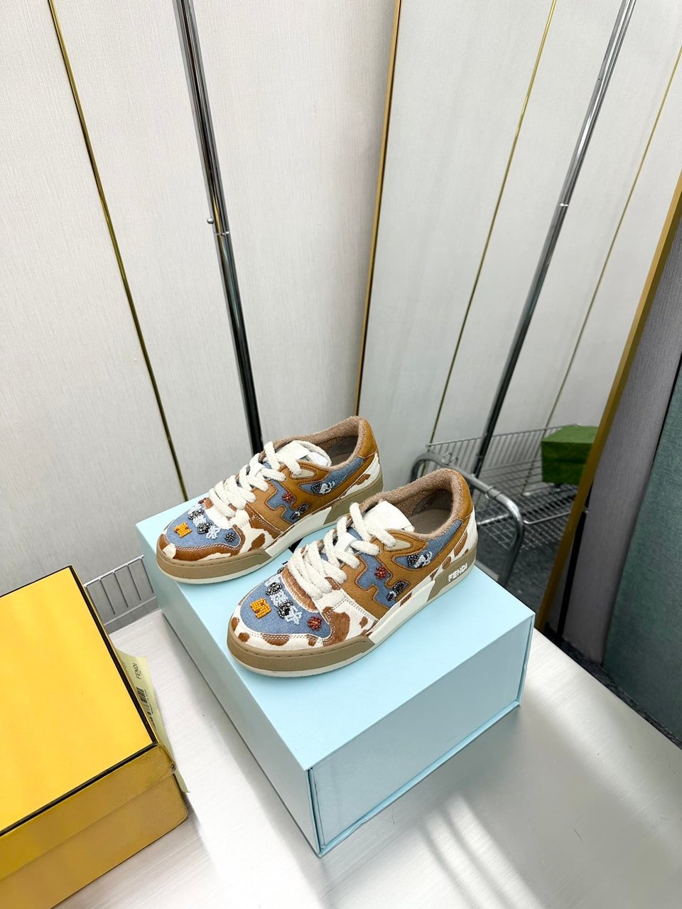 Fendi Match Suede Low Tops Brown And Blue view 9