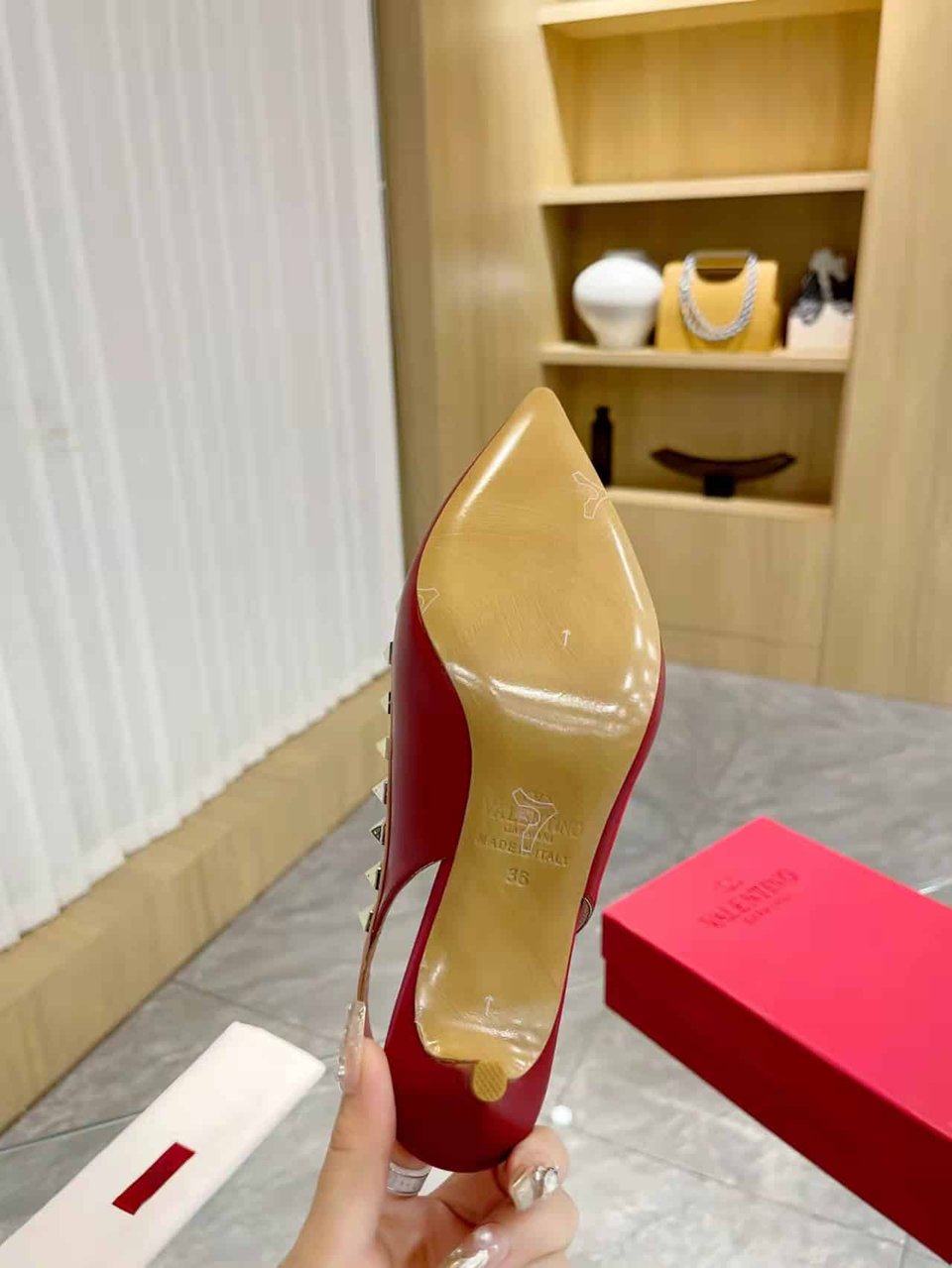 Valentino Rockstud Bow Slingback Pump In Patent Leather With Matching Studs Red view 4
