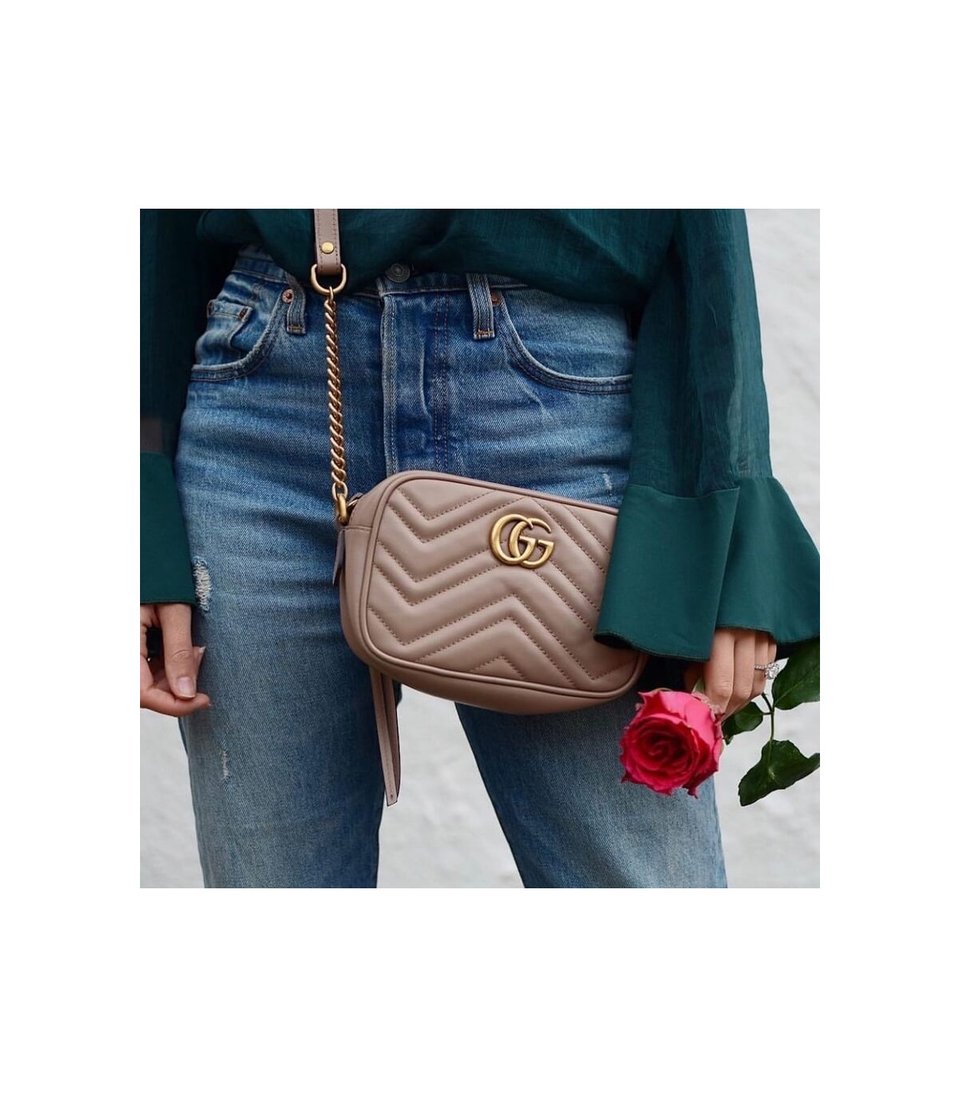 Gucci GG Marmont Matelasse Mini Bag Nude Pink view 4