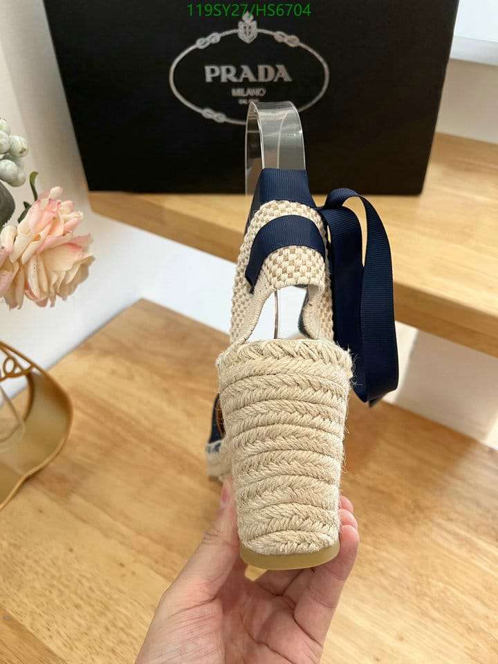 Prada Linen Espadrille Wedge Sandals Blue view 9