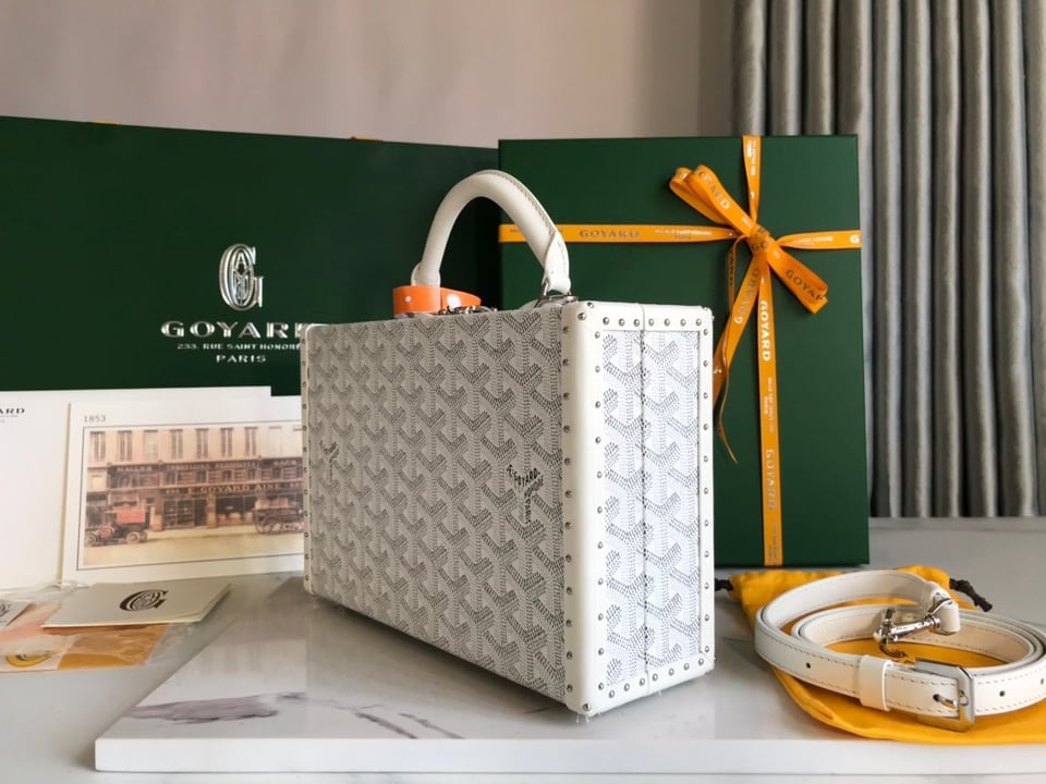 Goyard Grand Hôtel Trunk Bag 24.5cm White Goyardine Canvas And Calfskin view 7