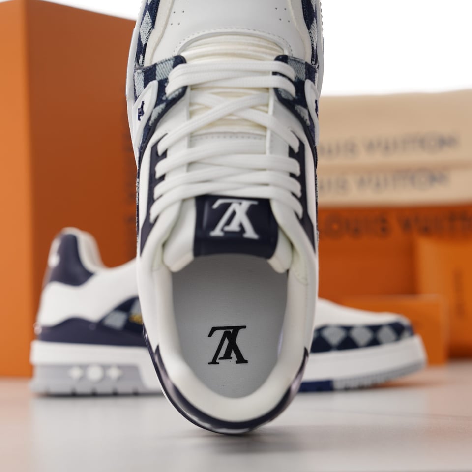 Louis Vuitton LV Trainer Sneaker Damier Denim Blue for Men 1AIKQ9 view 15