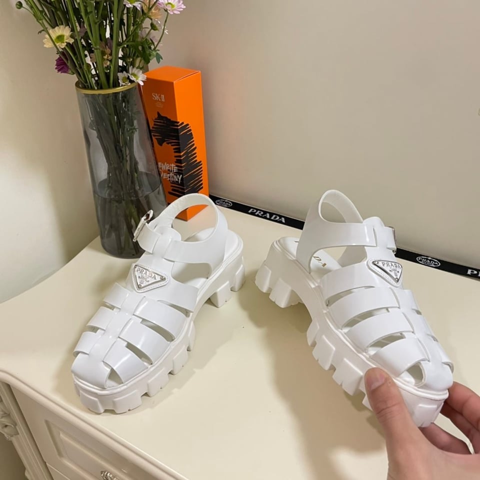 Prada Monolith Foam Rubber Sandals White 1X853M 3Lkk F0009 F 055 view 8