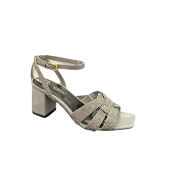 Saint Laurent Tribute Leather Sandals Metallic Silver view 2