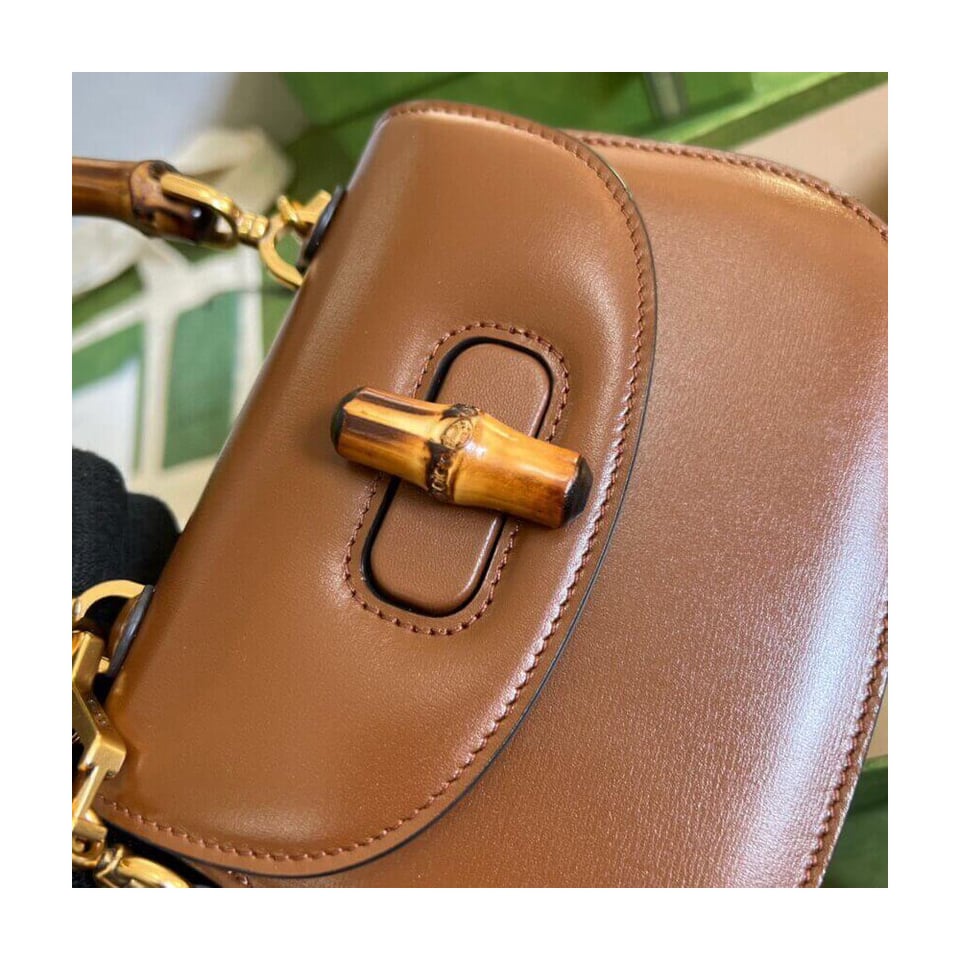 Gucci Mini Top Handle Bag with Bamboo Cuir view 6
