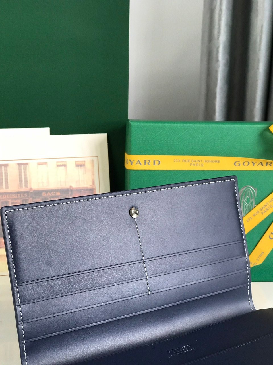 Goyard Richelieu Wallet 19 Cm Navy Blue Goyardine Canvas view 6