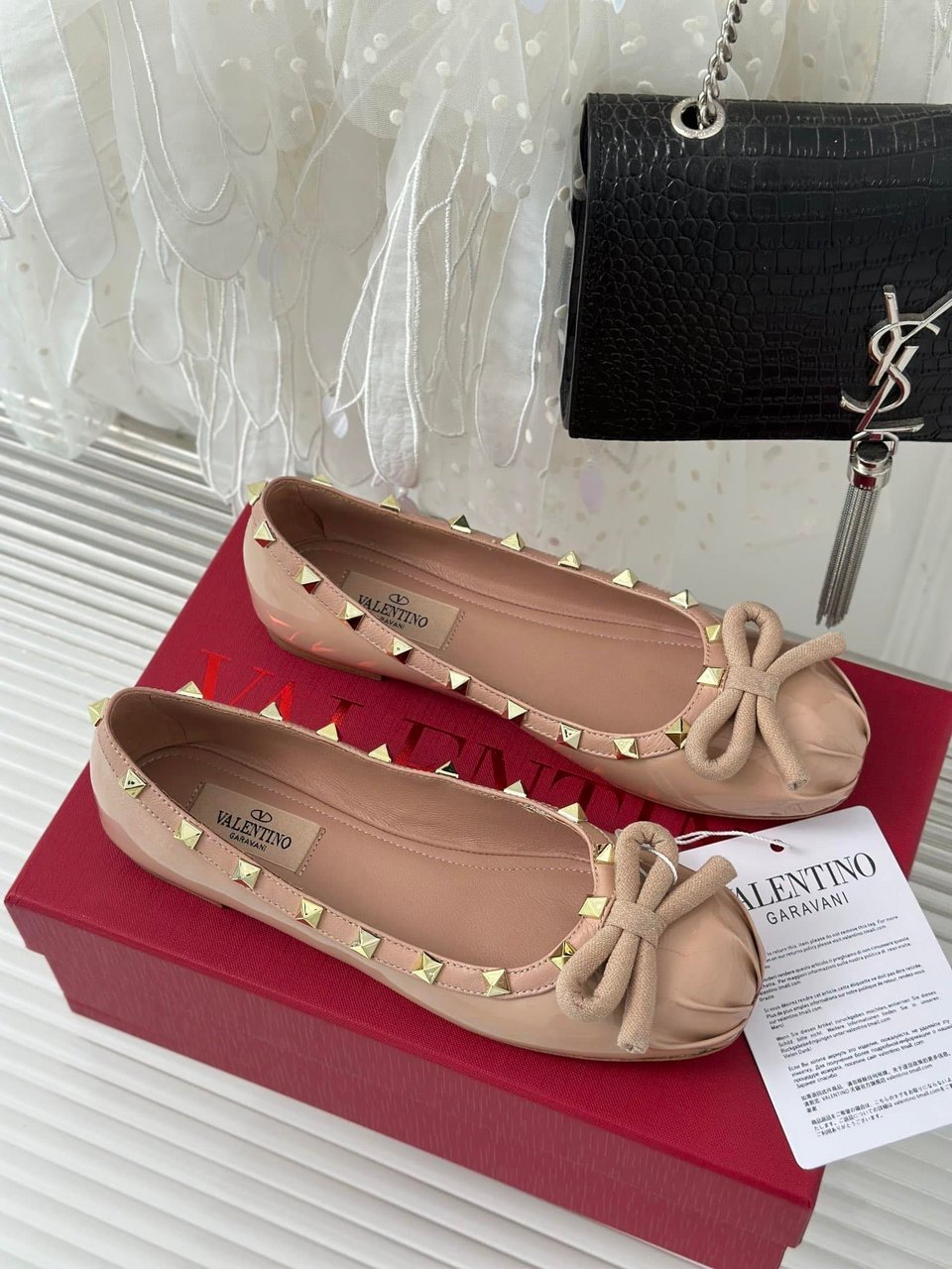 Valentino Garavani Rockstud Patent Leather Ballerina Rose Cannelle 3W2S0Hq5Vnw Gf9 view 9