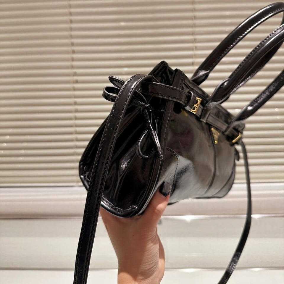 Prada Medium Leather Handbag Black 32Cm view 6