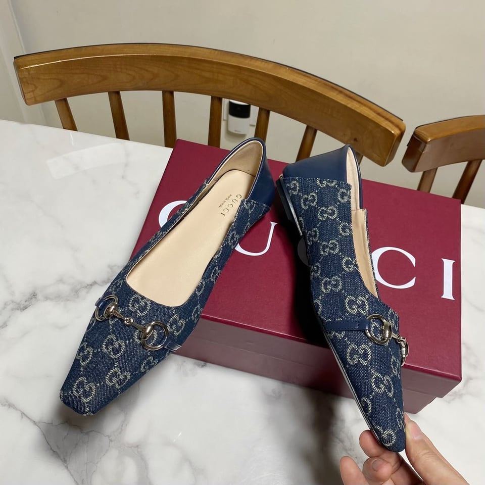 Gucci Vittoria Ballerina Dark Blue GG A0034P FAF95 4741 For Women view 3