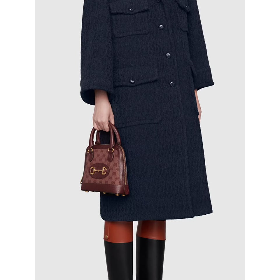 Gucci Horsebit 1955 GG Mini Bag in Burgundy GG Canvas view 4