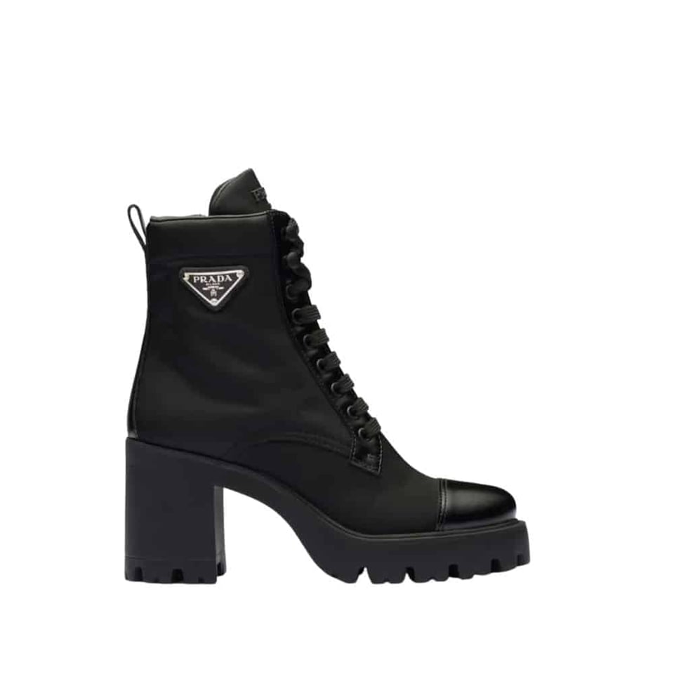 Prada Logo Plaque Ankle Boots Black view 2