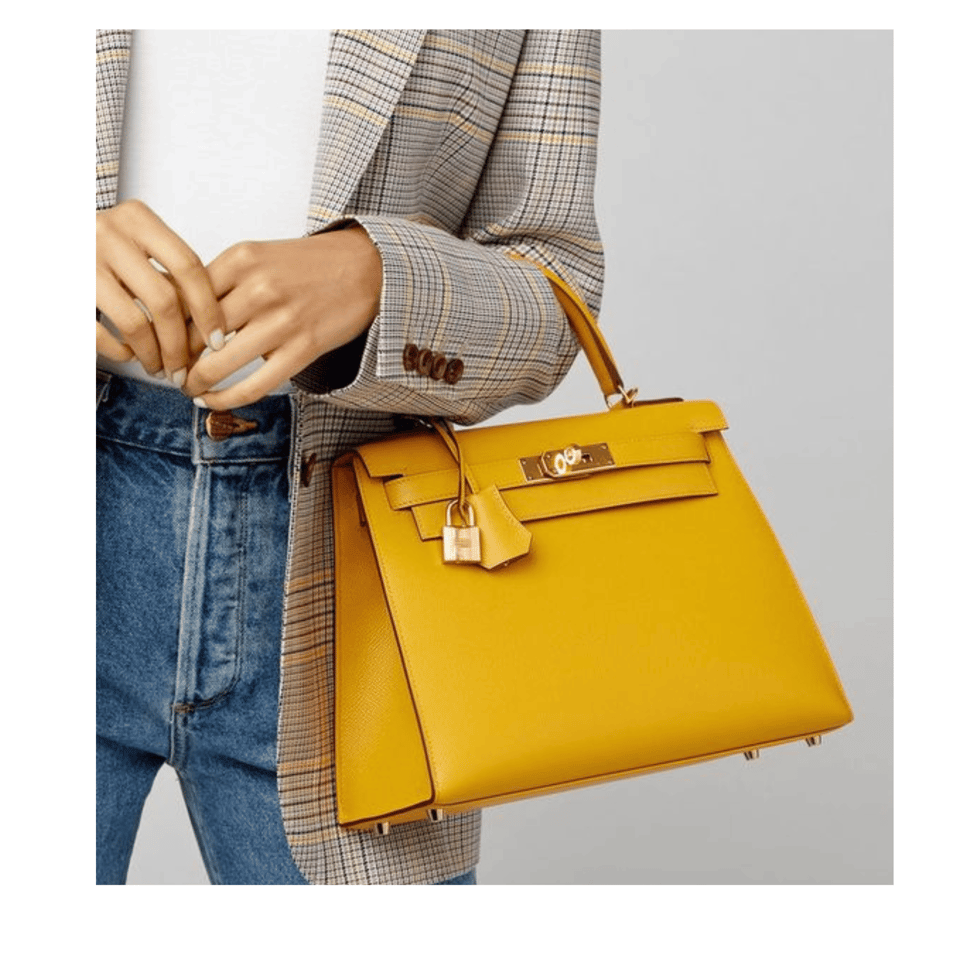Hermes Kelly 28 Bag In Jaune Ambre Leather For Women 28cm/11in view 5