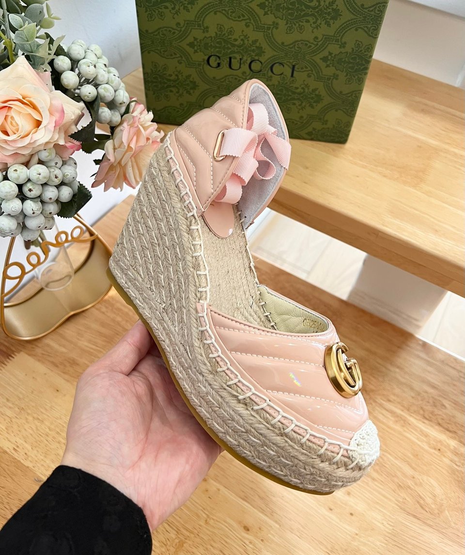 Gucci Leather Platform Espadrille Pink view 8