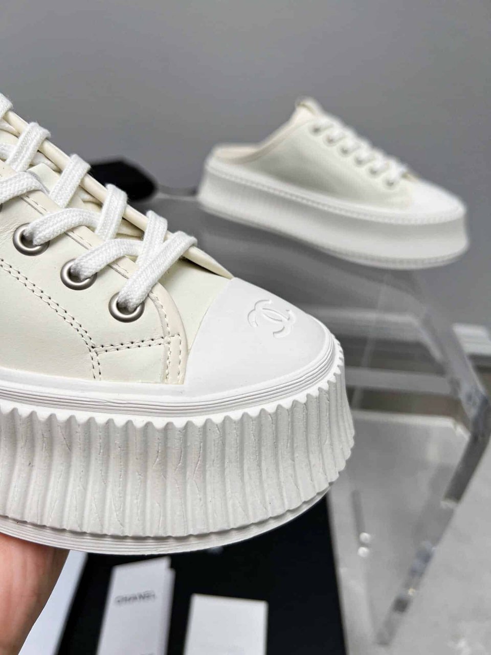 Chanel Platform Shoes Cream view 9
