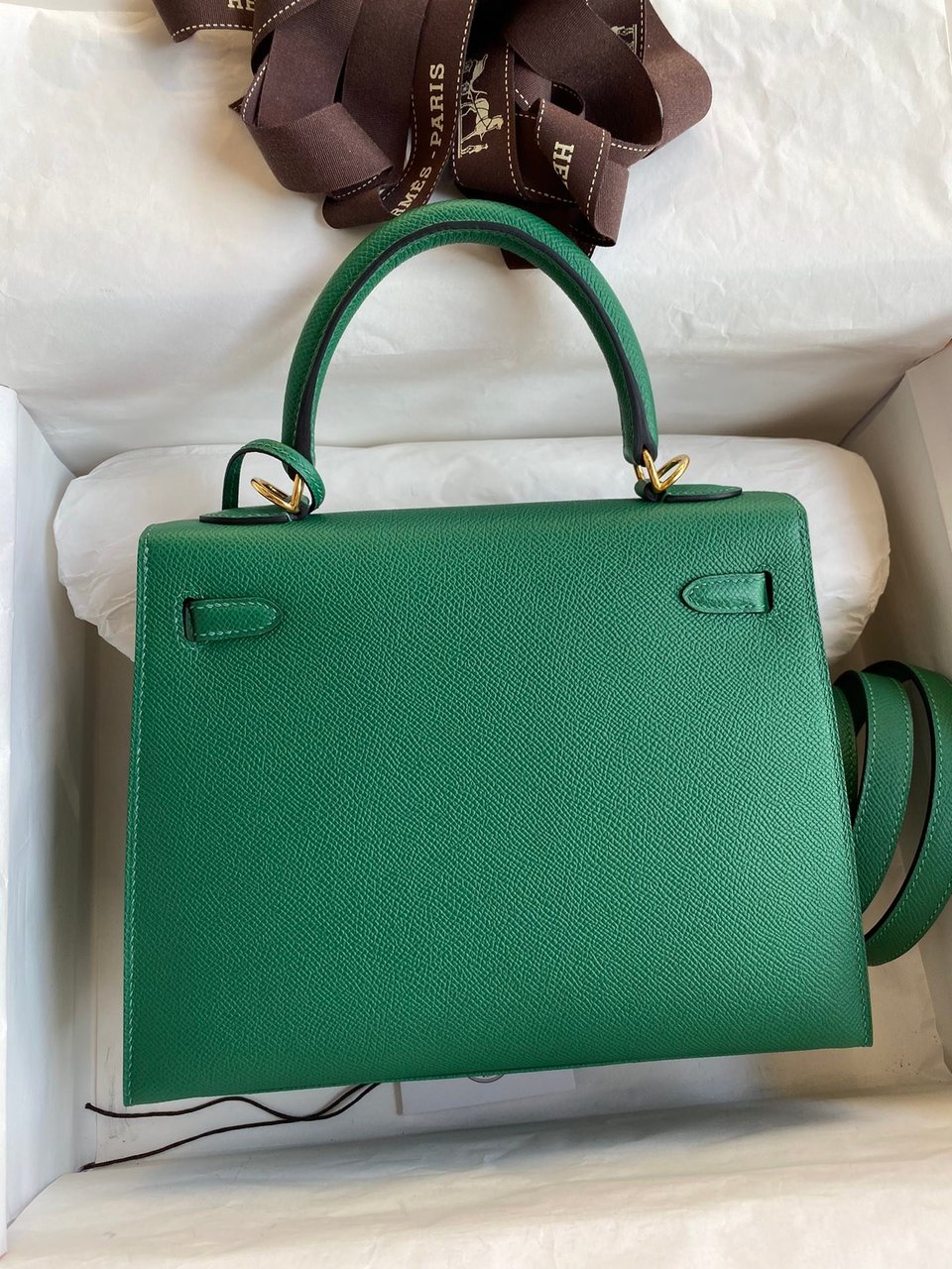Hermes Kelly 25 Bag In Emerald Green Epsom Leather For Women 25cm/10in view 4