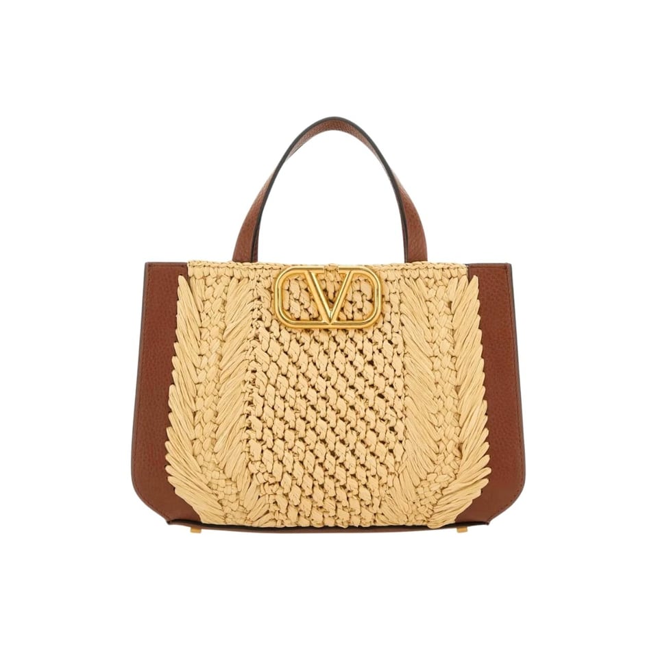 Valentino Garavani Vlogo Signature Handbag With Raffia Embroidery 22Cm view 2