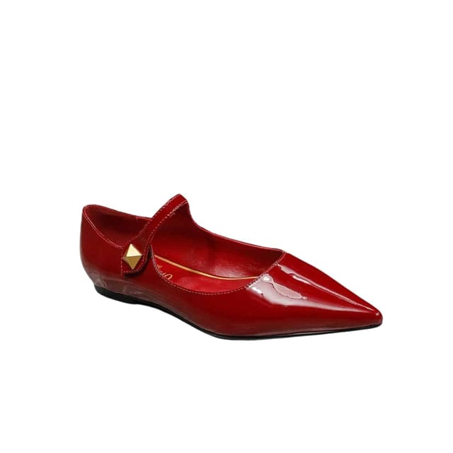 Valentino Garavani Tiptoe Patent Leather Ballet Flats Red