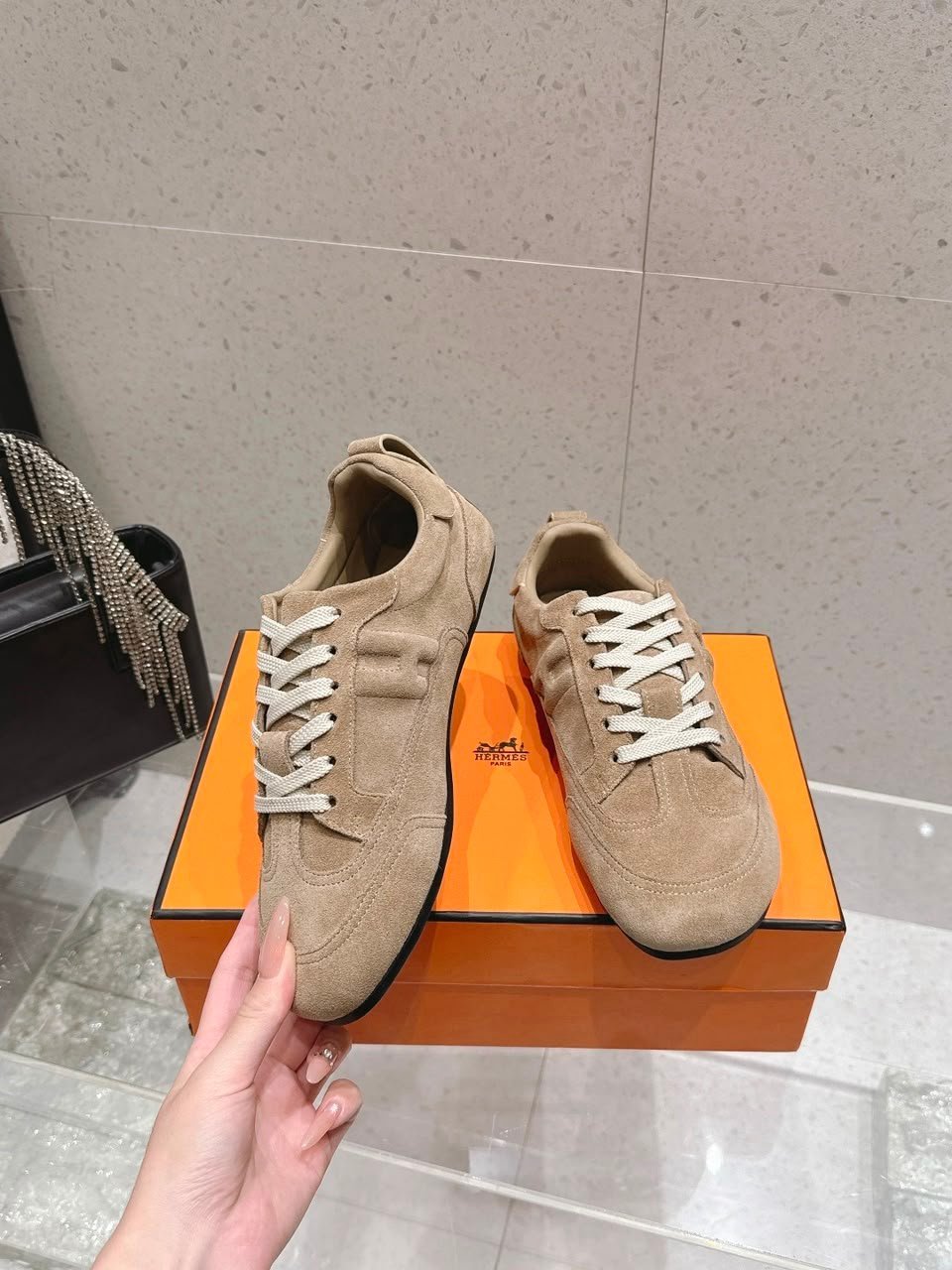 Hermes May Derby Shoe Beige Sable Color Calfskin H261955ZHC9390 view 8