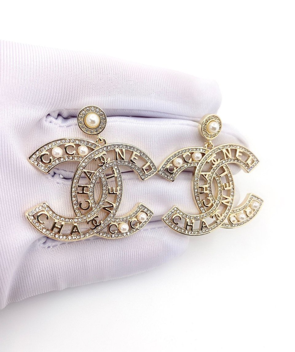 Chanel Cc Gold Earrings view 7