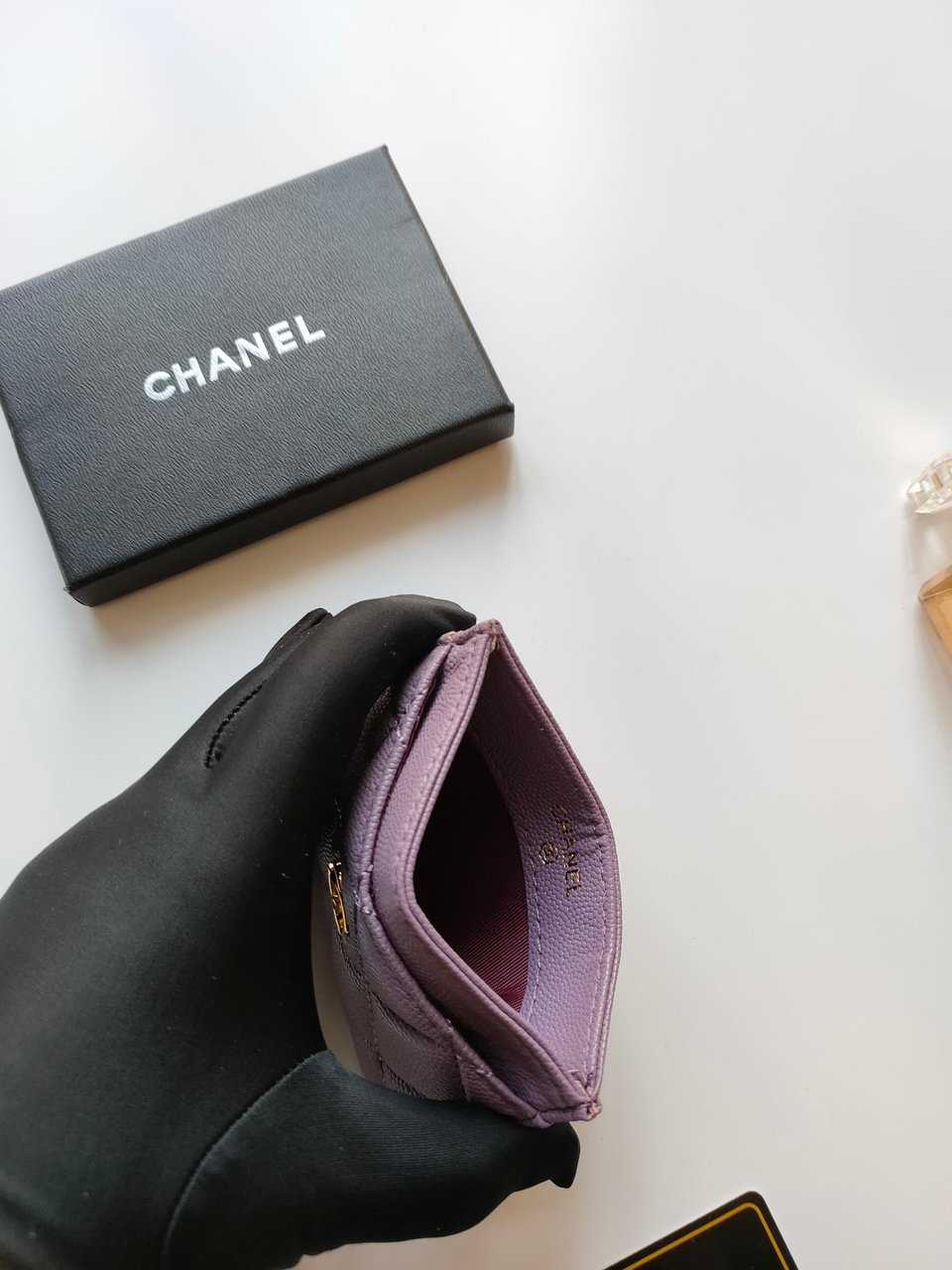 Chanel Card Holder 11.2 Mauve Grained Calfskin Gold Icon view 6